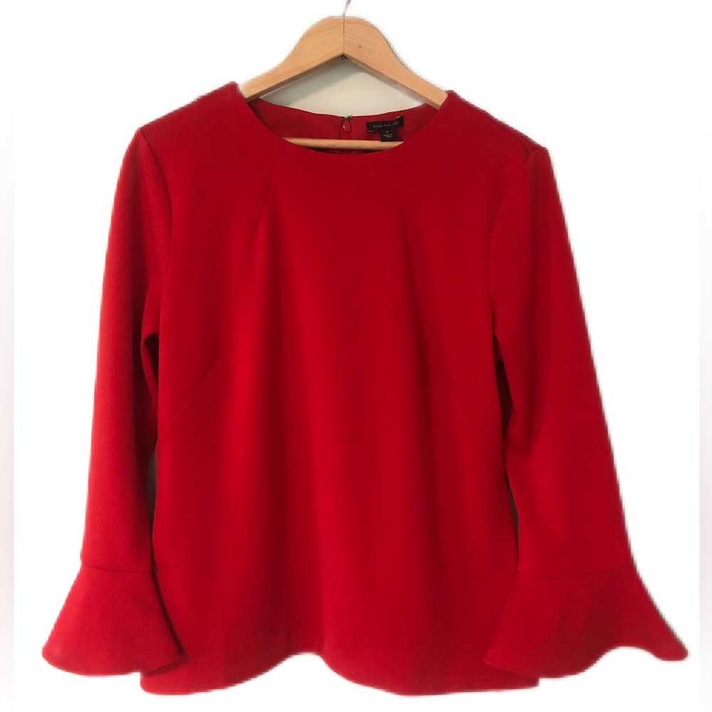 NWT Ann Taylor red bell sleeve top